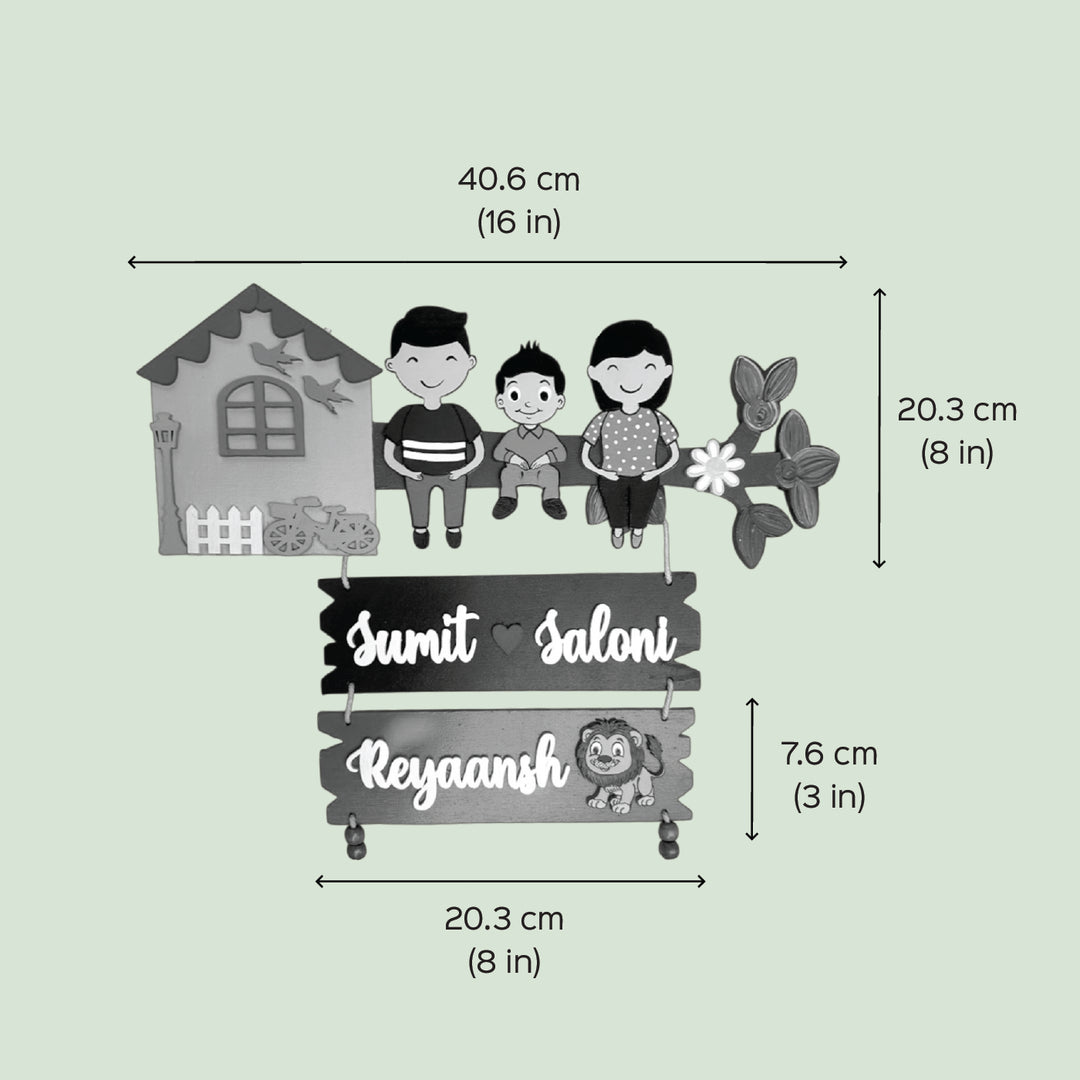 Personalized Tree House Theme MDF Wood Name Plate For Family