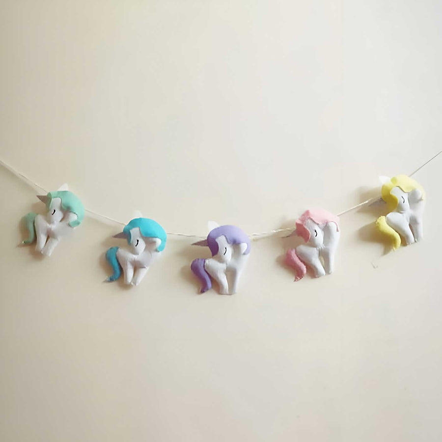 Unicorn Themed Felt Bunting For Kids - Unicorn Garlands Hanging Display