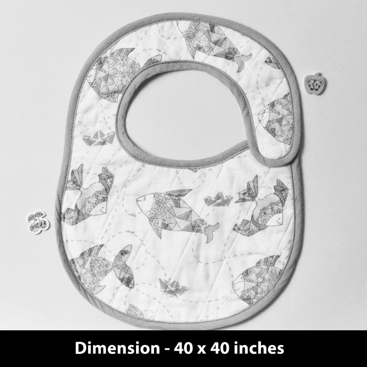 Block Printed Peach Harvest Bib