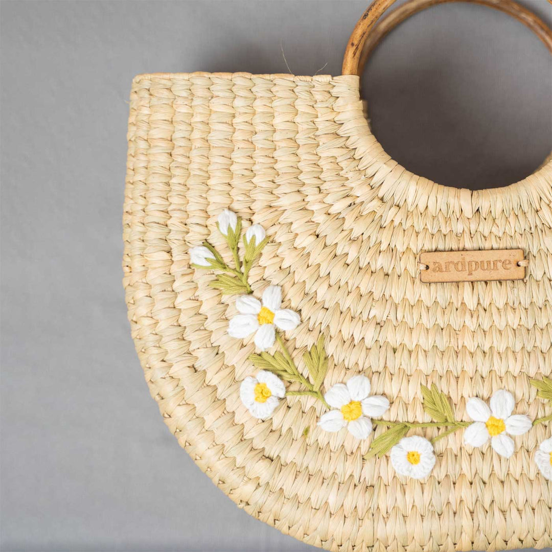 Handmade Crescent Embroidered Boho Handbag