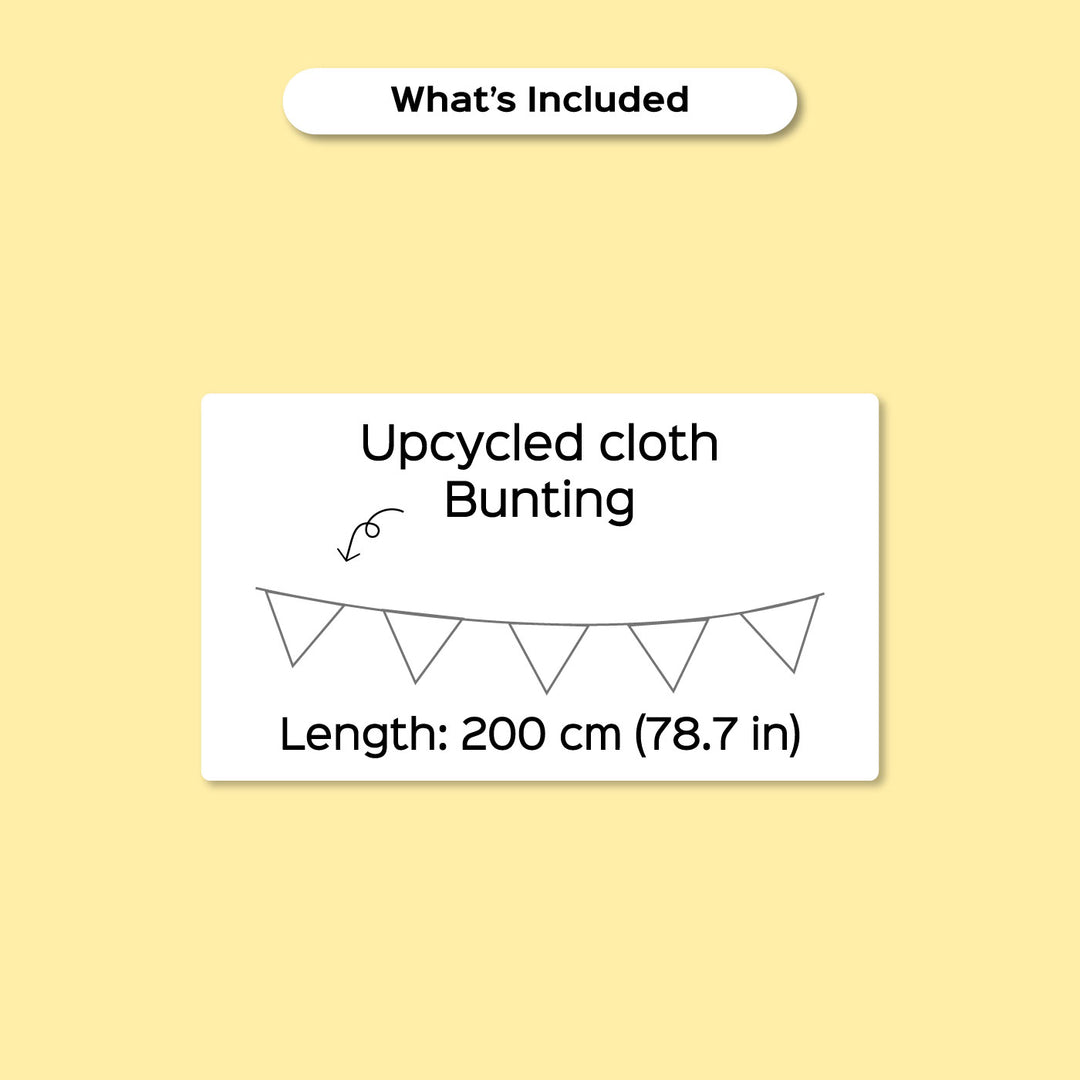 Upcycled Fabric Kids Animal Theme Bunting - Product Component Illustration