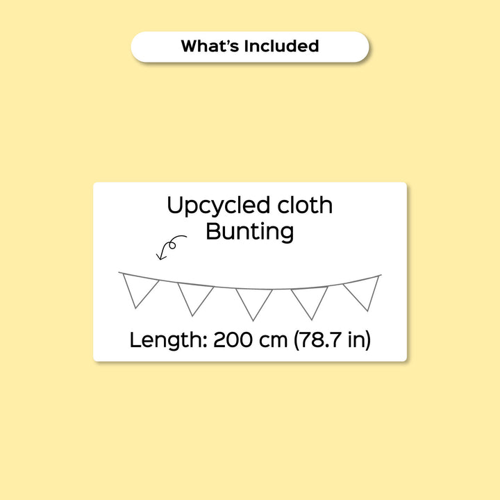 Upcycled Fabric Kids Animal Theme Bunting - Product Component Illustration