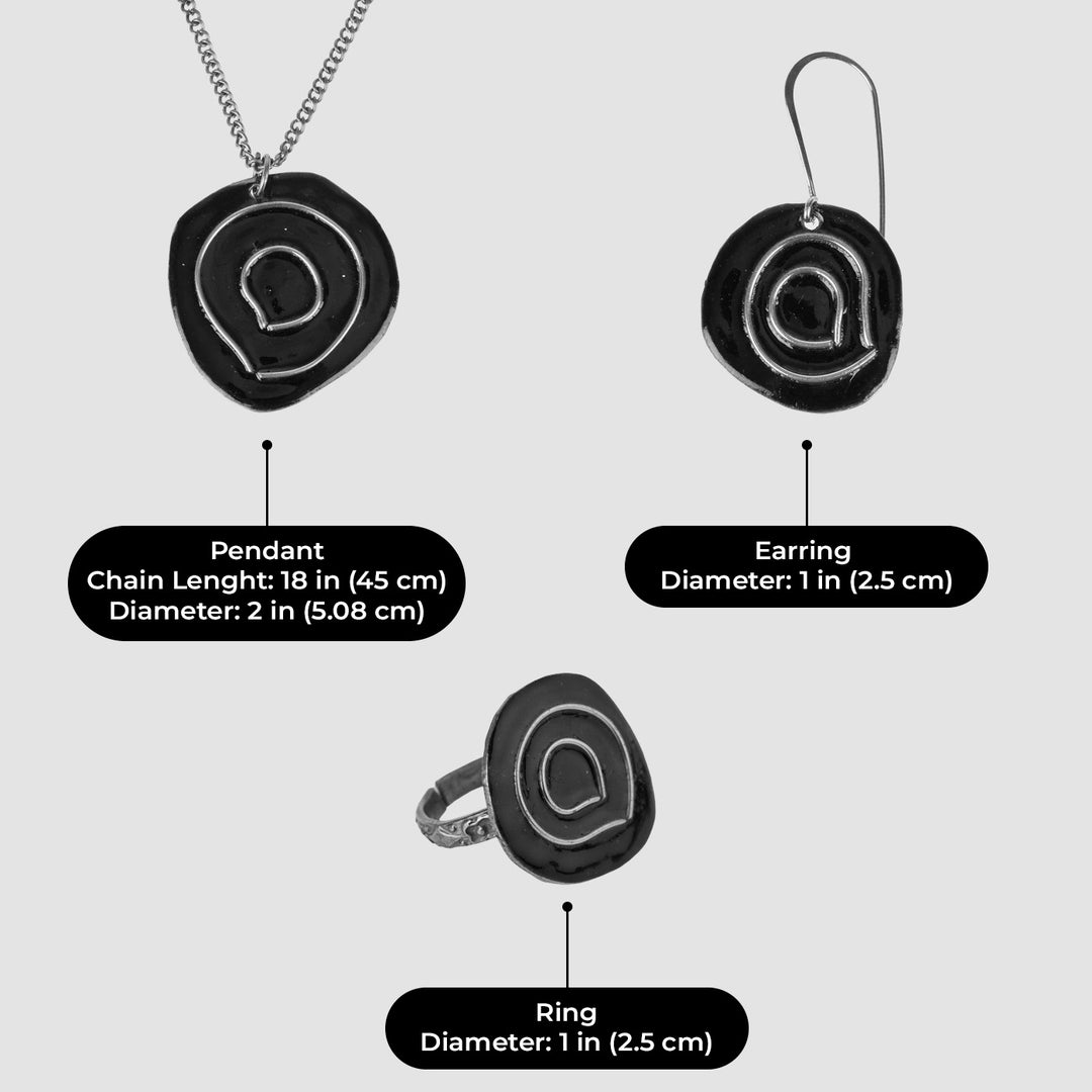 Hand Crafted Black Copper Enamel Vartul Earrings