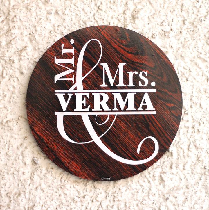 Personalized Printed Wooden Textured Mdf Wood Name Plate With 3D Letters - Mounted on Textured Wall Close-up