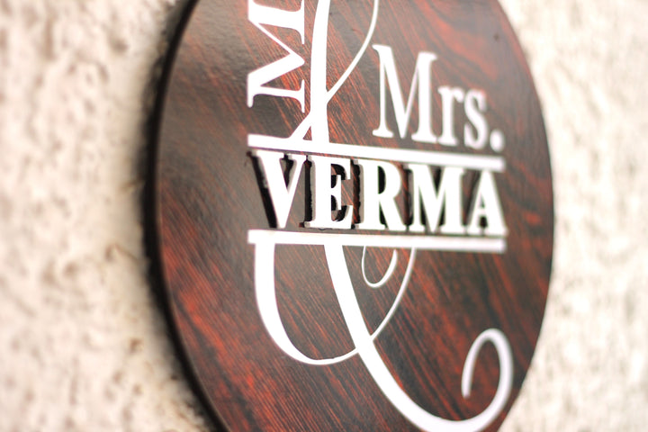 Personalized Printed Wooden Textured Mdf Wood Name Plate With 3D Letters - Side Close-up Showing Texture
