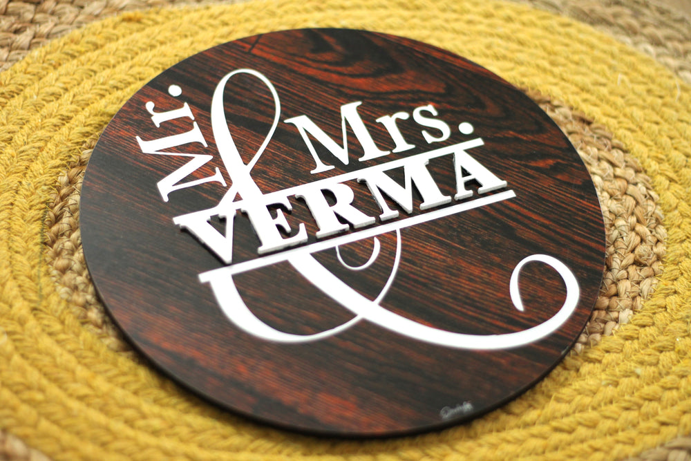 Personalized Printed Wooden Textured Mdf Wood Name Plate With 3D Letters - Top Angle Personalized Name Display