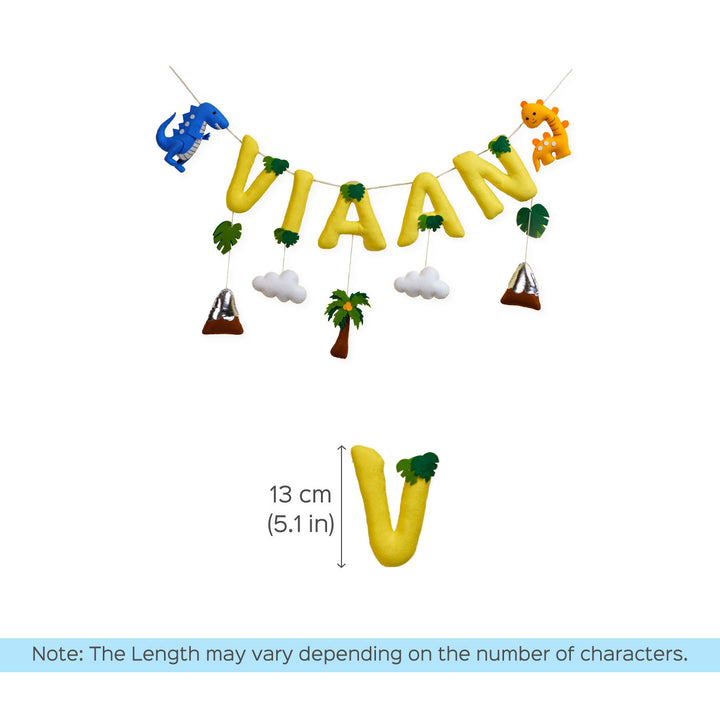 Handcrafted Personalized Themed Bunting For Kids Dinoland - Hanging Name Banner with Dimensions