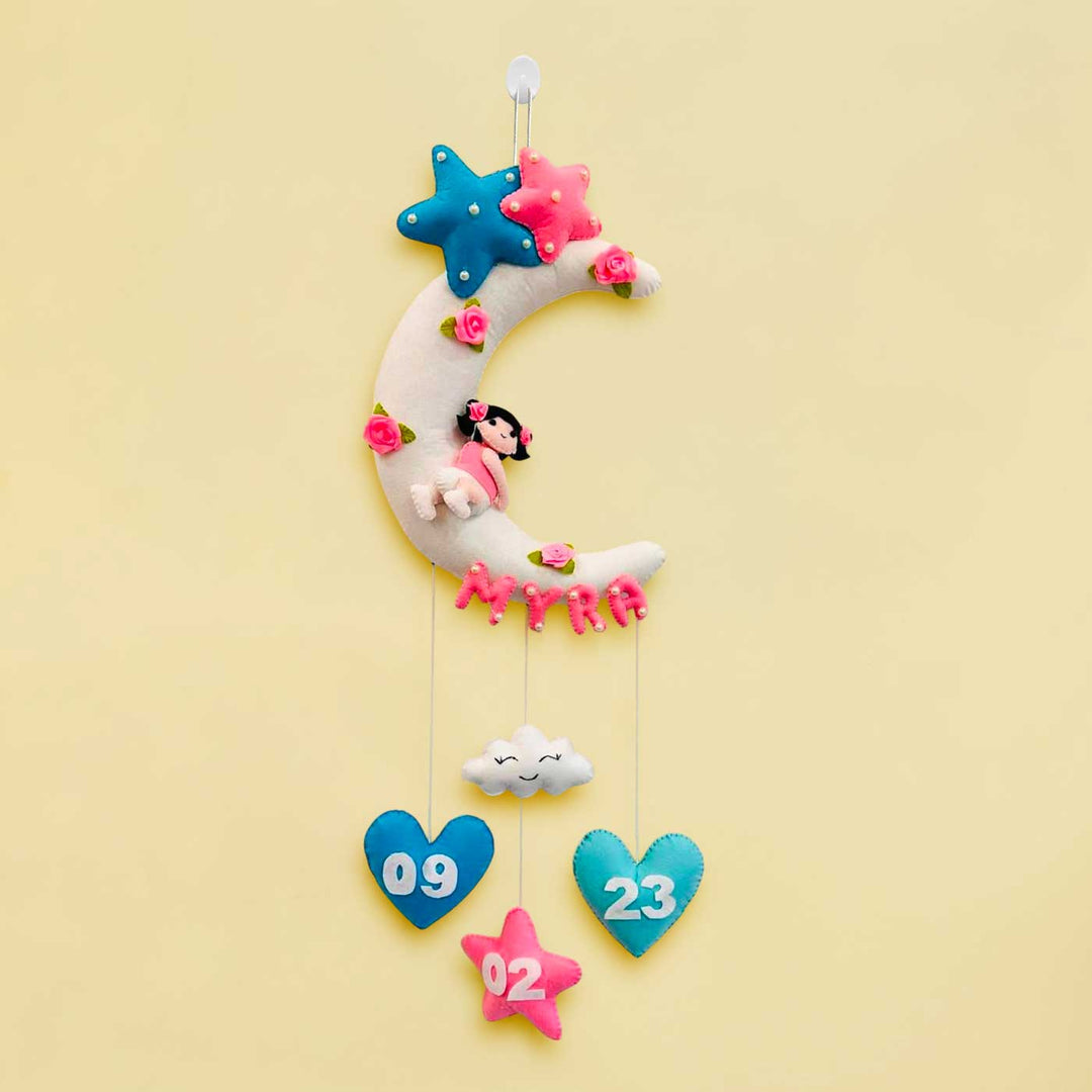 Personalized Moon Theme Felt Kids Name Plate