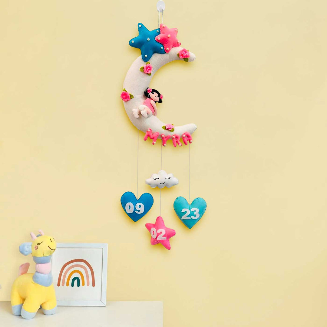 Personalized Moon Theme Felt Kids Name Plate