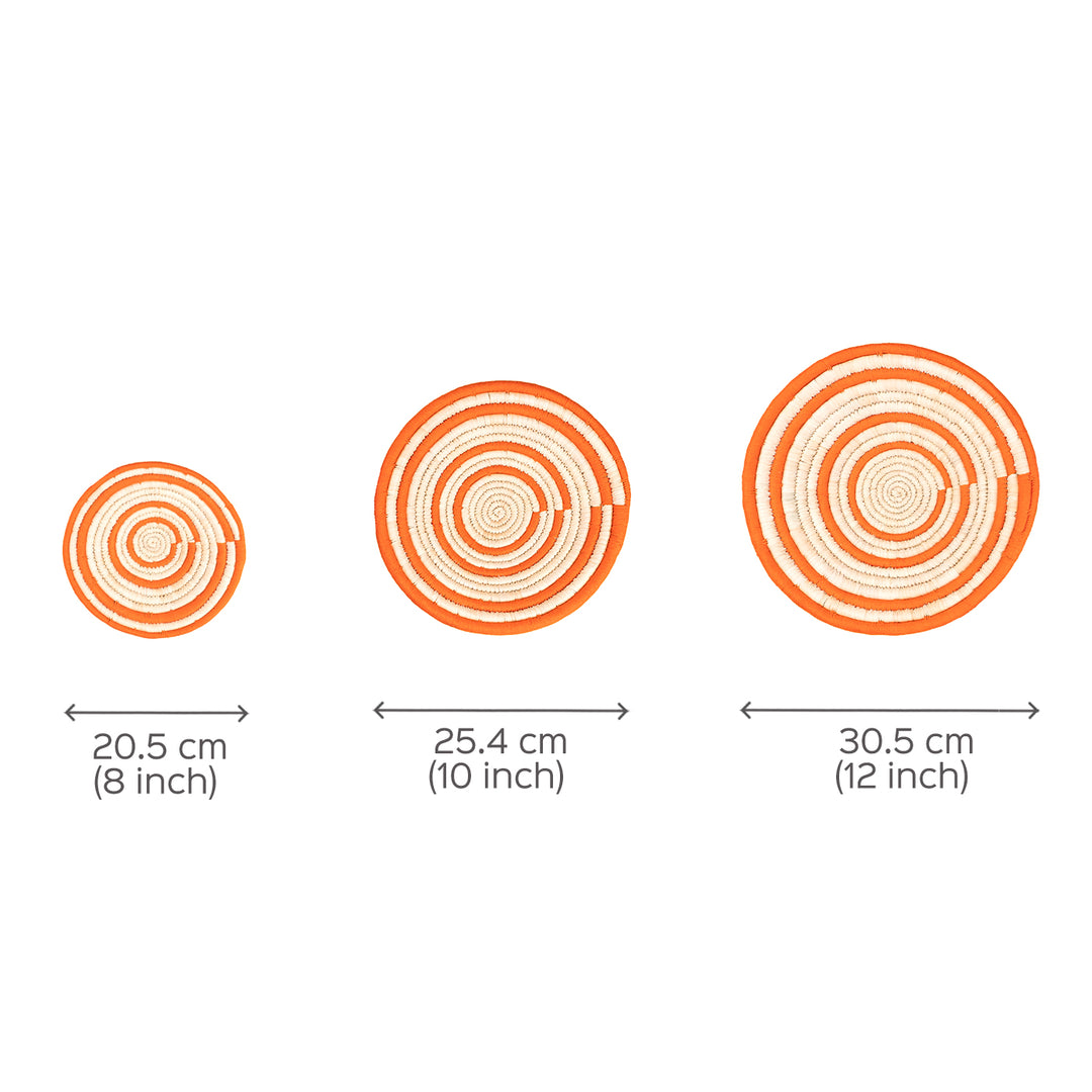 Handcrafted Sabai Grass Orange Concentric Rings Wall Plate