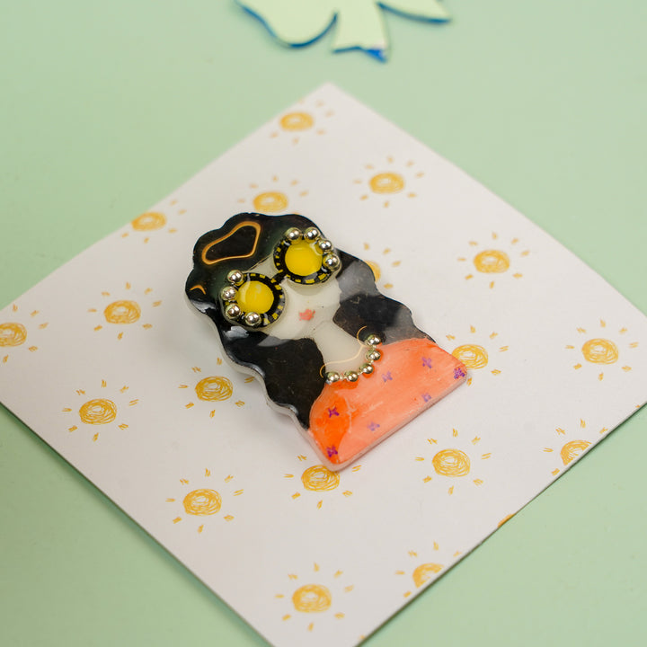 Handmade Reusable Resin Quirky Sister Acrylic Brooch