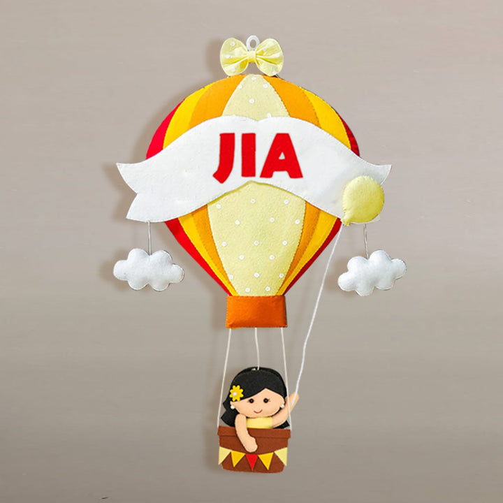 Hand Stitched Hot Air Balloon Felt Name Plate 1 - Front View with Name Personalization (14)