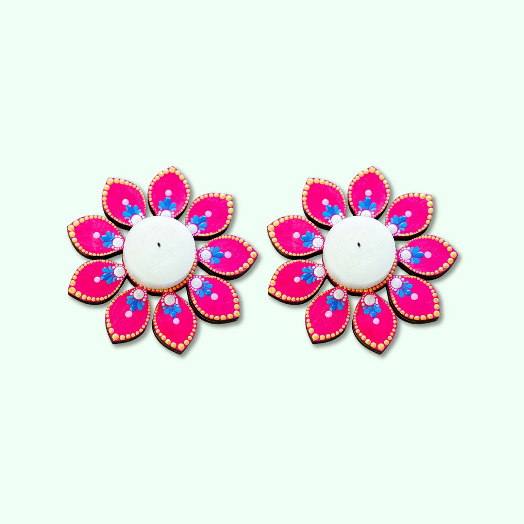 Flower Design Dot Art Festive Tealight Holder | Set of 2