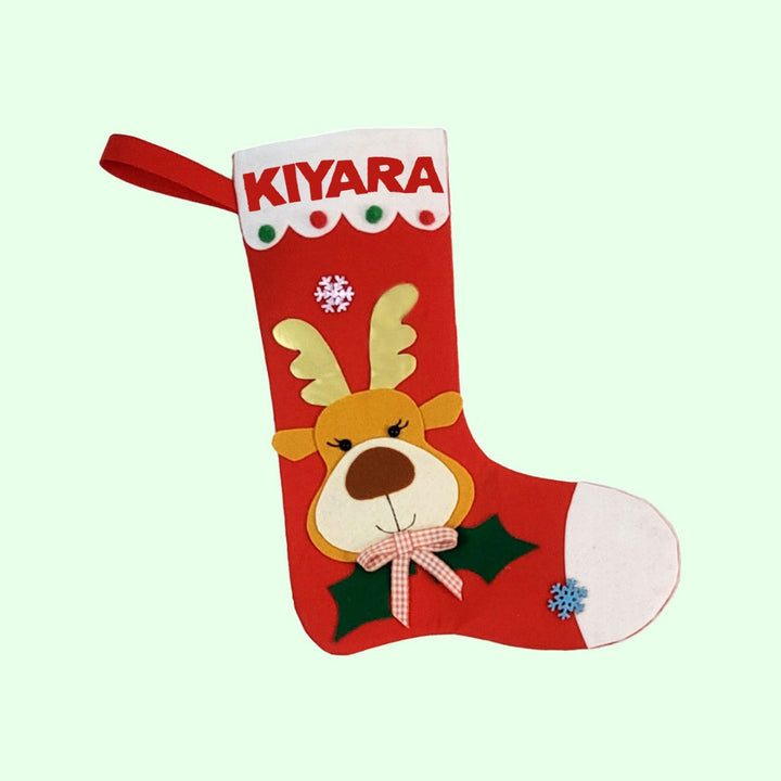 Personalized X Large Reindeer Felt Stocking For Christmas Decoration