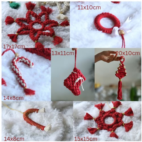 Handmade Macrame Ornaments For Christmas Tree Decoration | Set Of 7