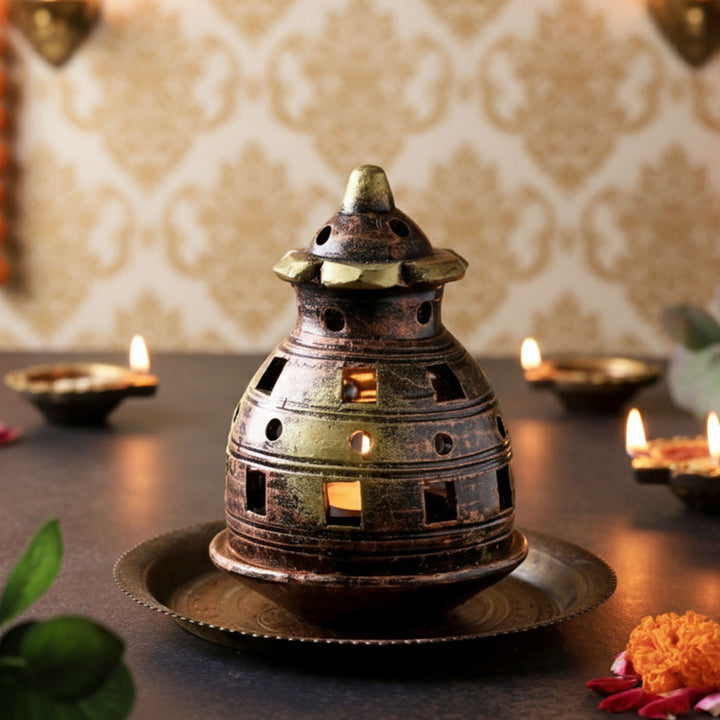 Handmade Festive Terracotta Tealight Holder