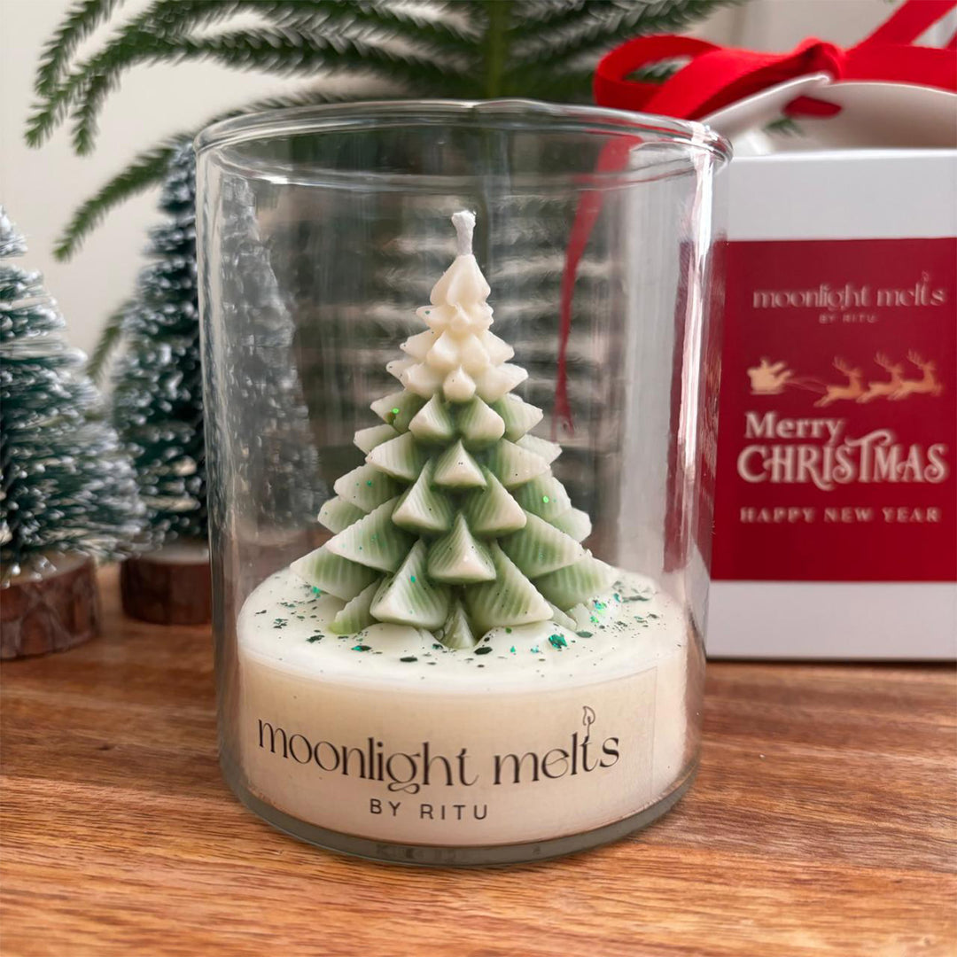 Handmade Christmas Tree Theme Soy Wax Jar Candle