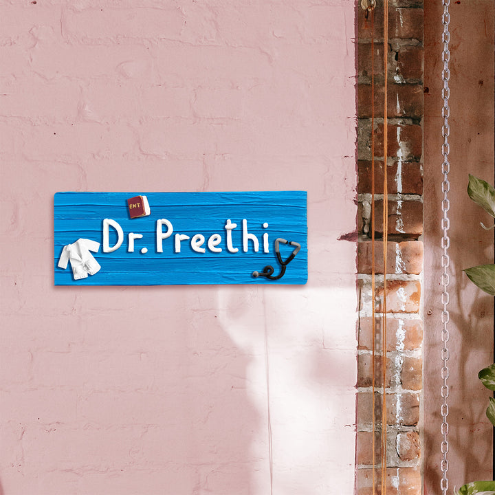 Handcrafted Personalized Desk Clay Name Plate For Doctors 1 - Mounted on Wall with Decor