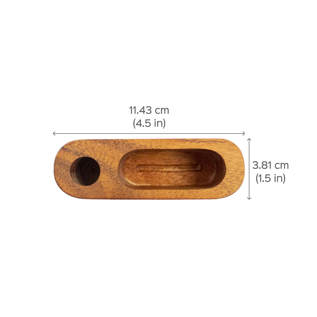 Handcrafted Acacia Wood Pen & Card Holder