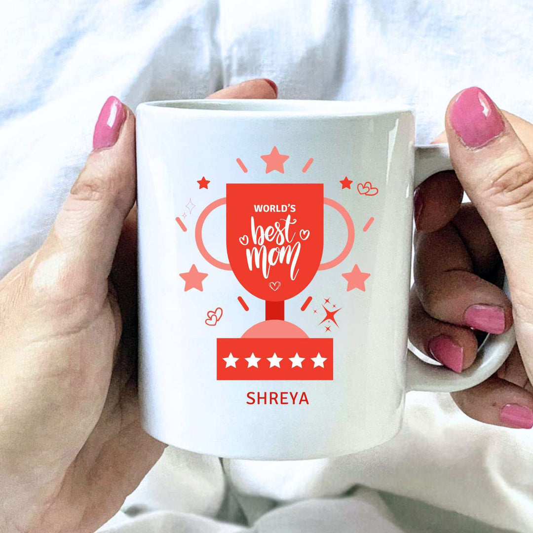 Personalized Handmade Printed World'S Best Mom Ceramic Mug