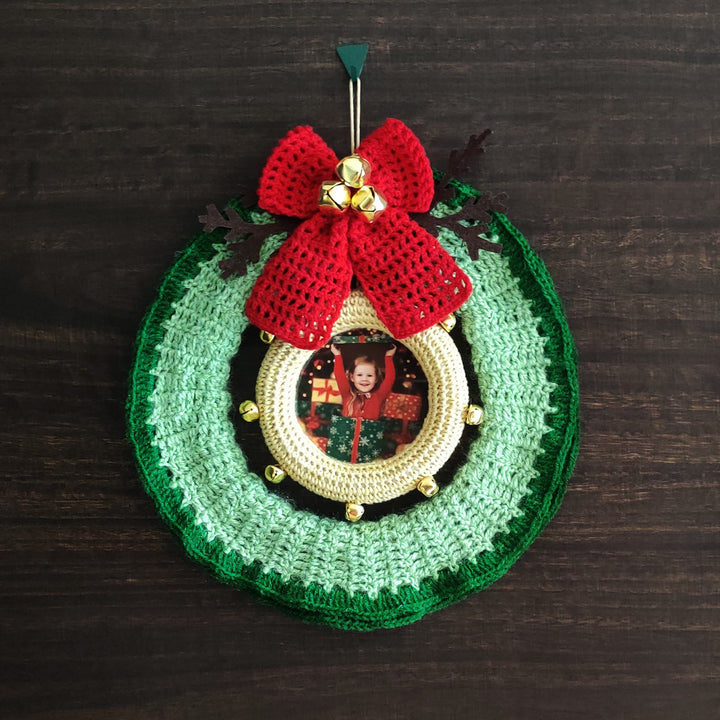 Handmade Crochet Wreath Cute Photo Frame For Kids | Xmas Gifting Ideas