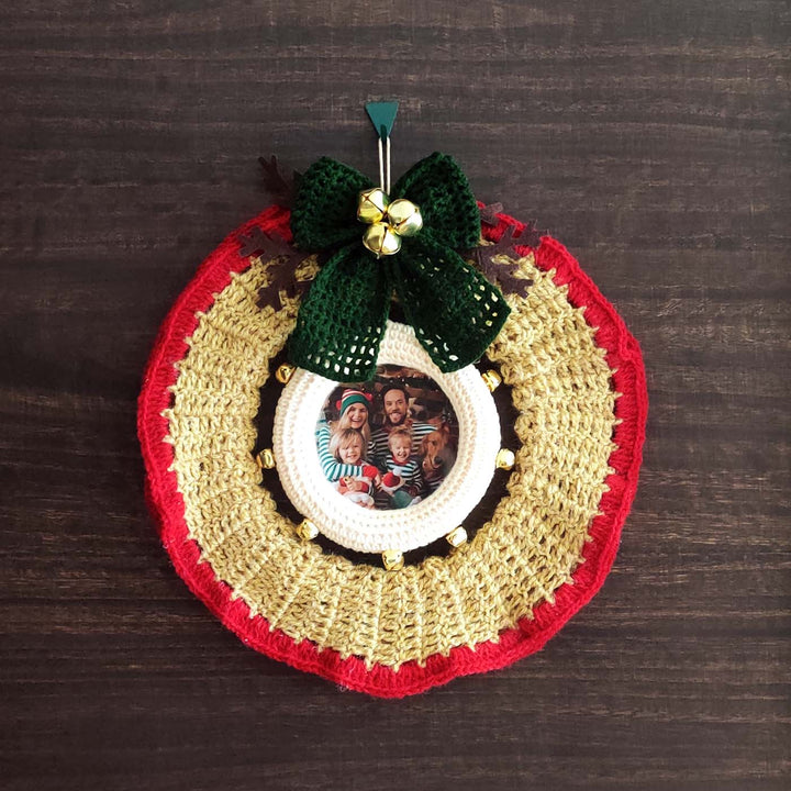Handmade Crochet Wreath Cute Photo Frame For Kids | Xmas Gifting Ideas