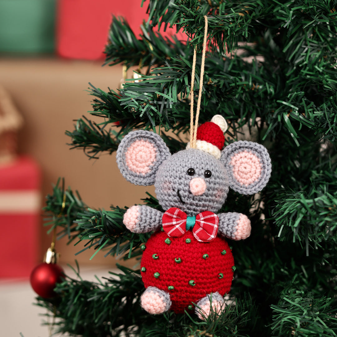 Handmade Mouse Crochet Ornament For Christmas Tree Decoration
