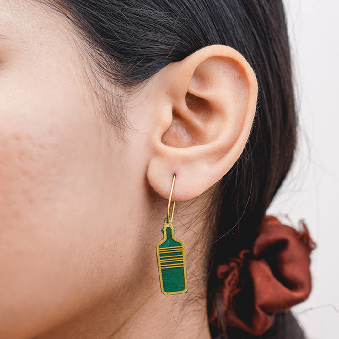 Handmade Clay Bottle Dangler Earrings