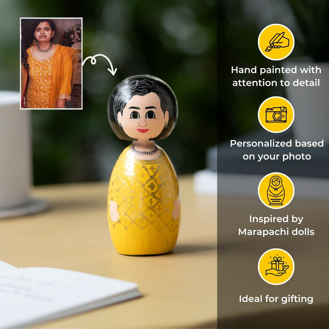 Wooden Peggy Doll - Photo Personalized Wedding Gift