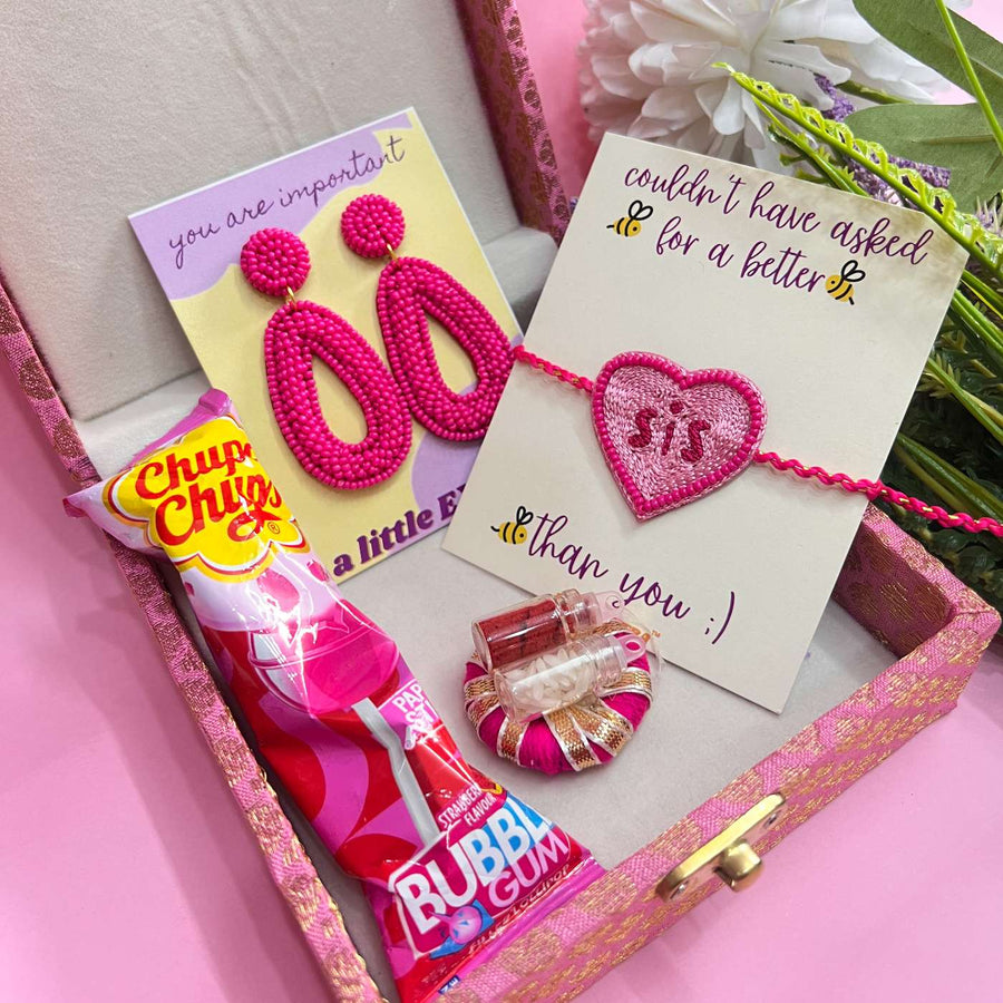 Handmade Beaded Chupa Chups Rakhi Hamper For Sisters Set Of 3 - Gift Box Arrangement