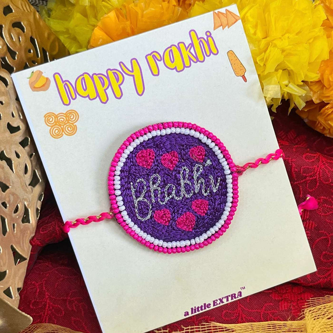 Handmade Beaded Bhabhi Rakhi With Roli Chawal - Mounted on Card Display