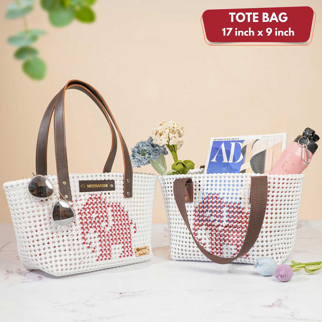 White Elephant Mukhya Knot Handmade Koodai Tote Bag