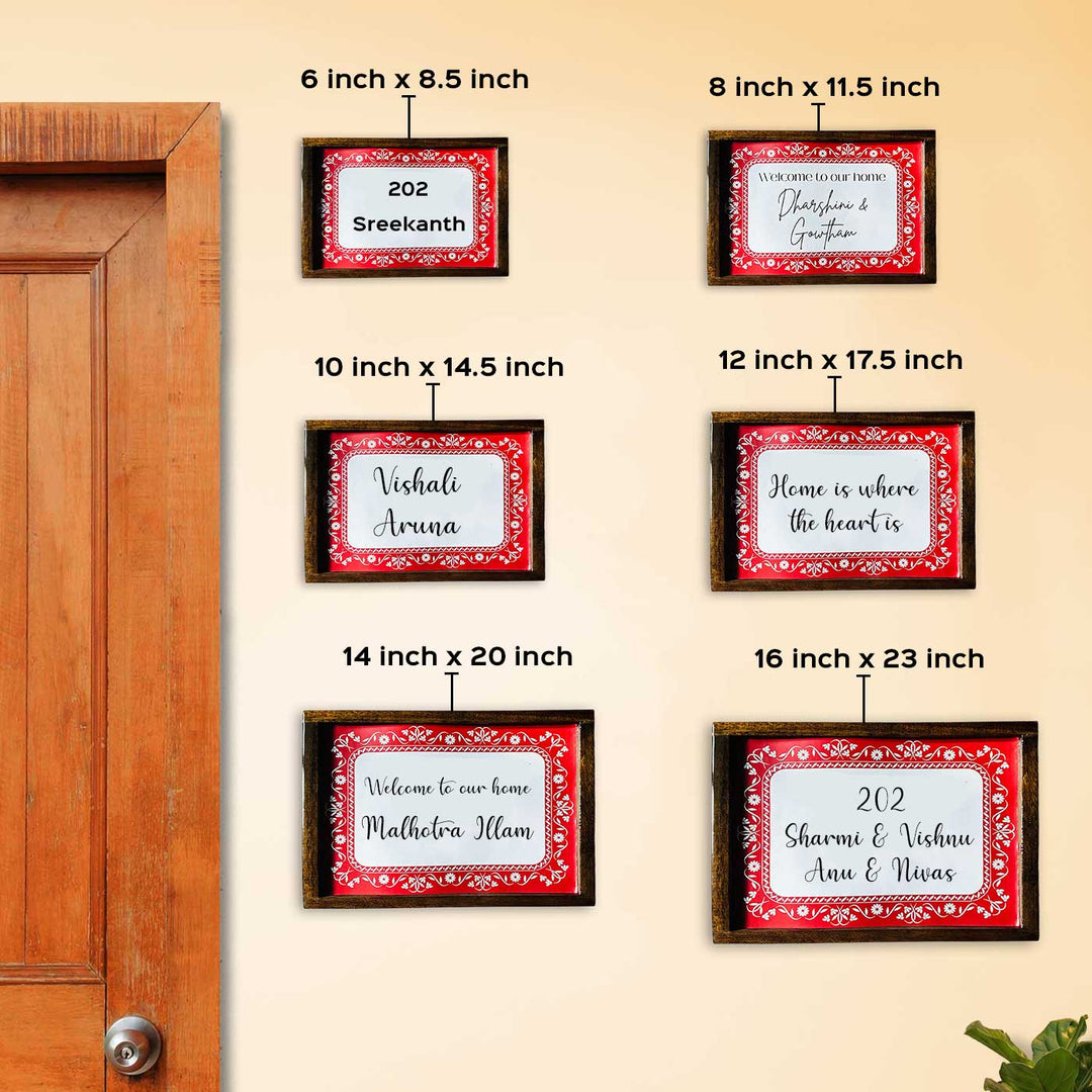 Red Floral Vintage Personalized Resin Wooden Frame Name Plate