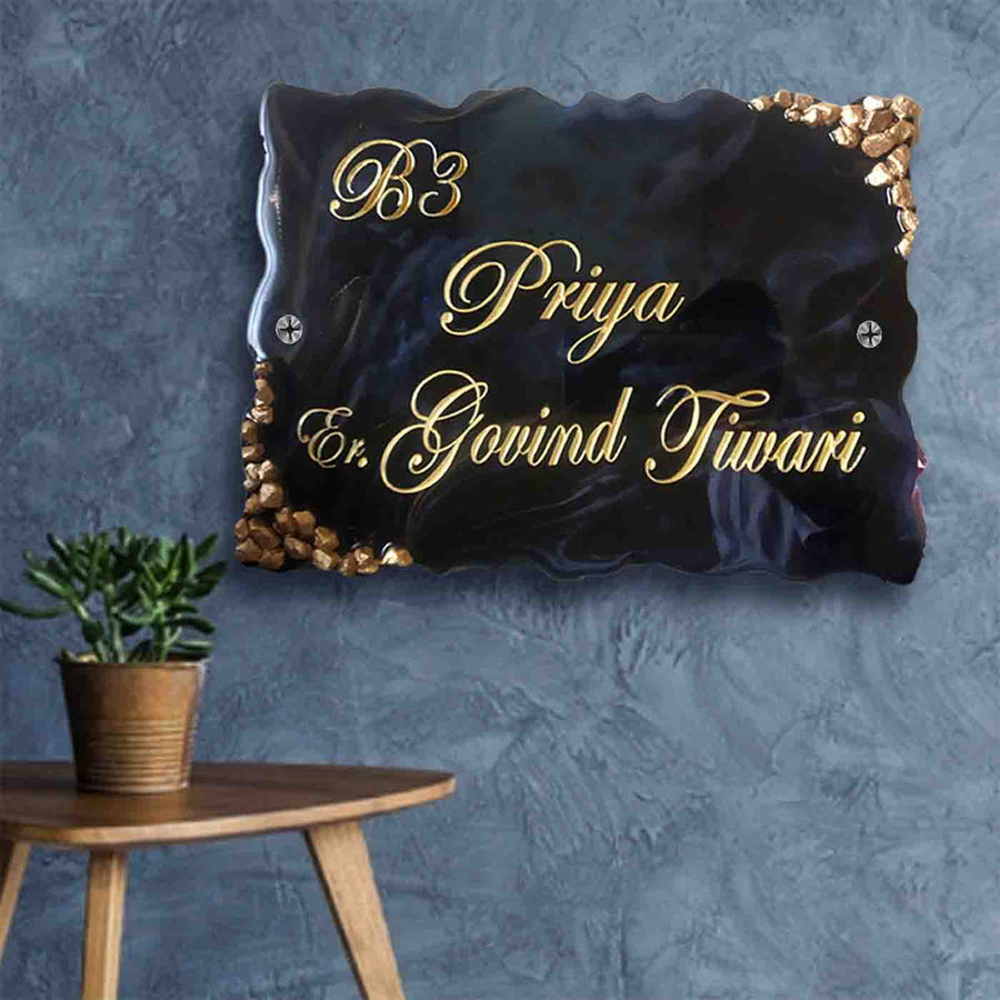 Personalized Shiva Art Resin Name Plate - Mounted on Wall with Screws