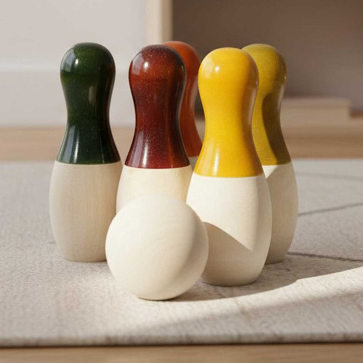 Wooden Mini Bowling Set | Handmade Etikopakka Active Play Toy | 3+ Years