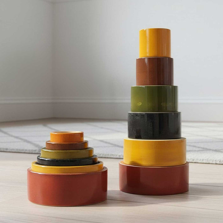 Wooden Nesting & Stacking Cups | Handmade Etikopakka Learning Toy | 1+ Years