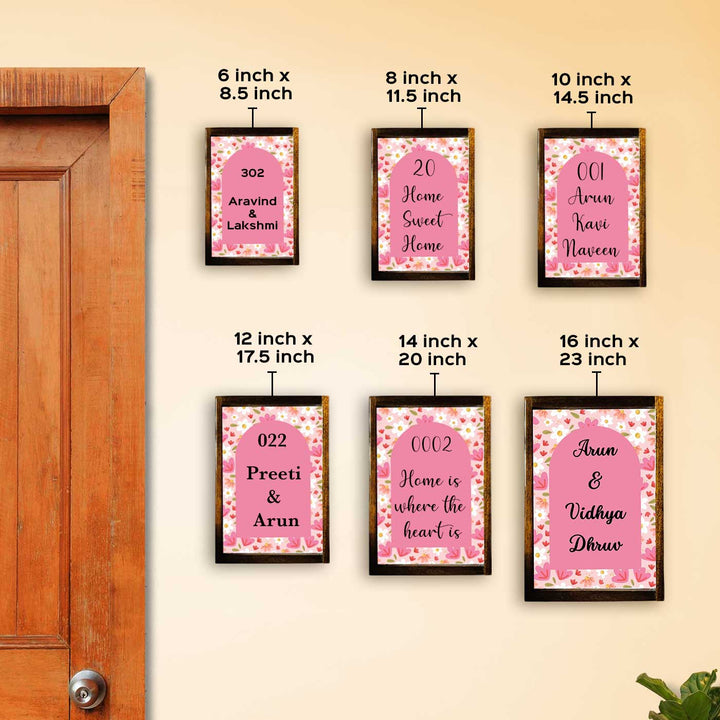 Pinky Floral Personalized Resin Wooden Frame Name Plate