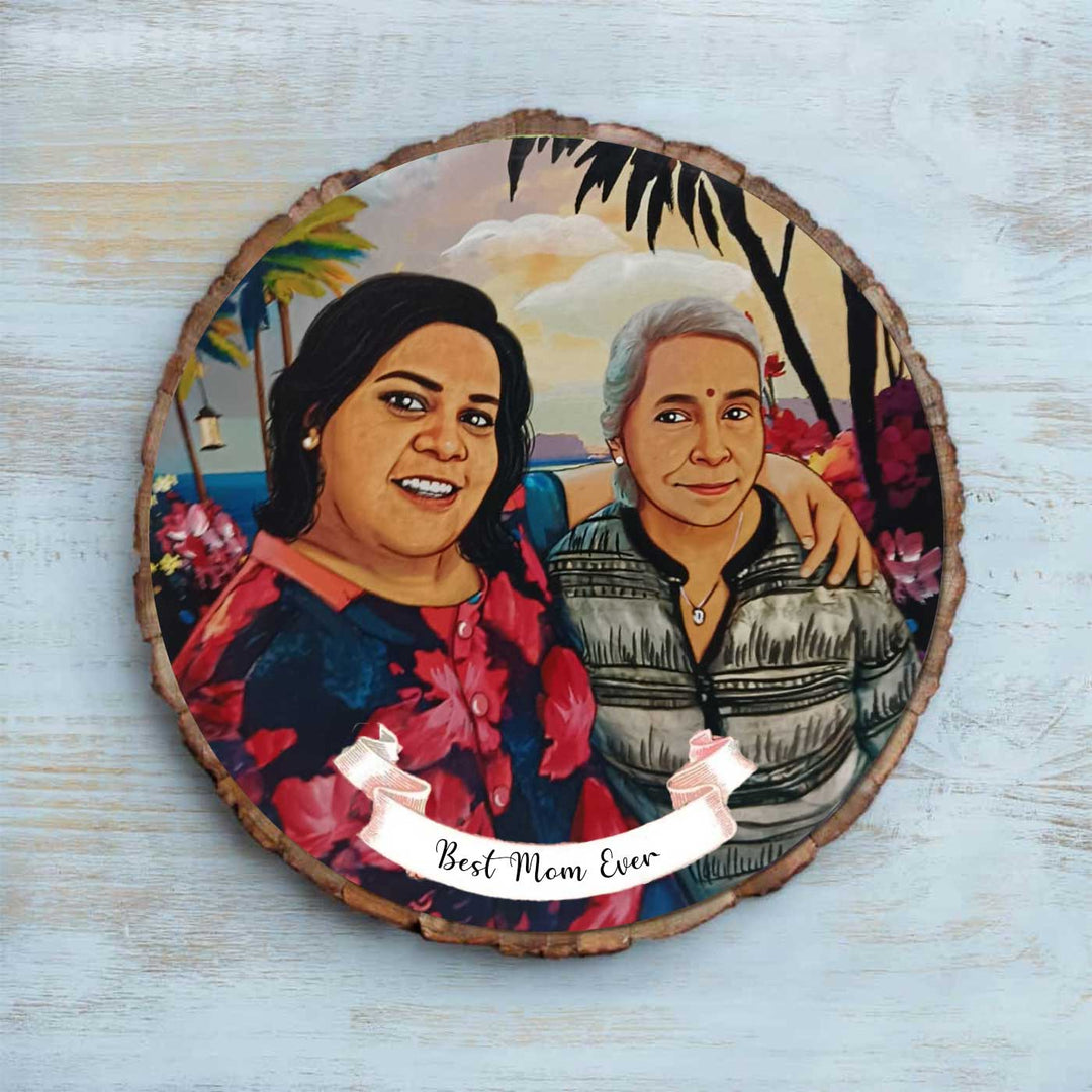 Photo Caricature Bark Nameplate With Stand Copy 4 - Front View with Personalized Portrait