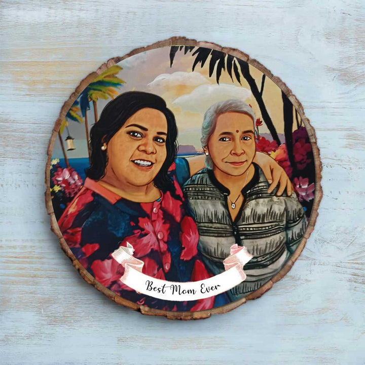 Photo Caricature Bark Nameplate With Stand Copy 4 - Front View with Personalized Portrait
