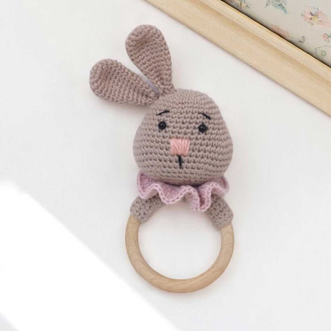 Handmade Crochet Bunny Rattle For Newborns