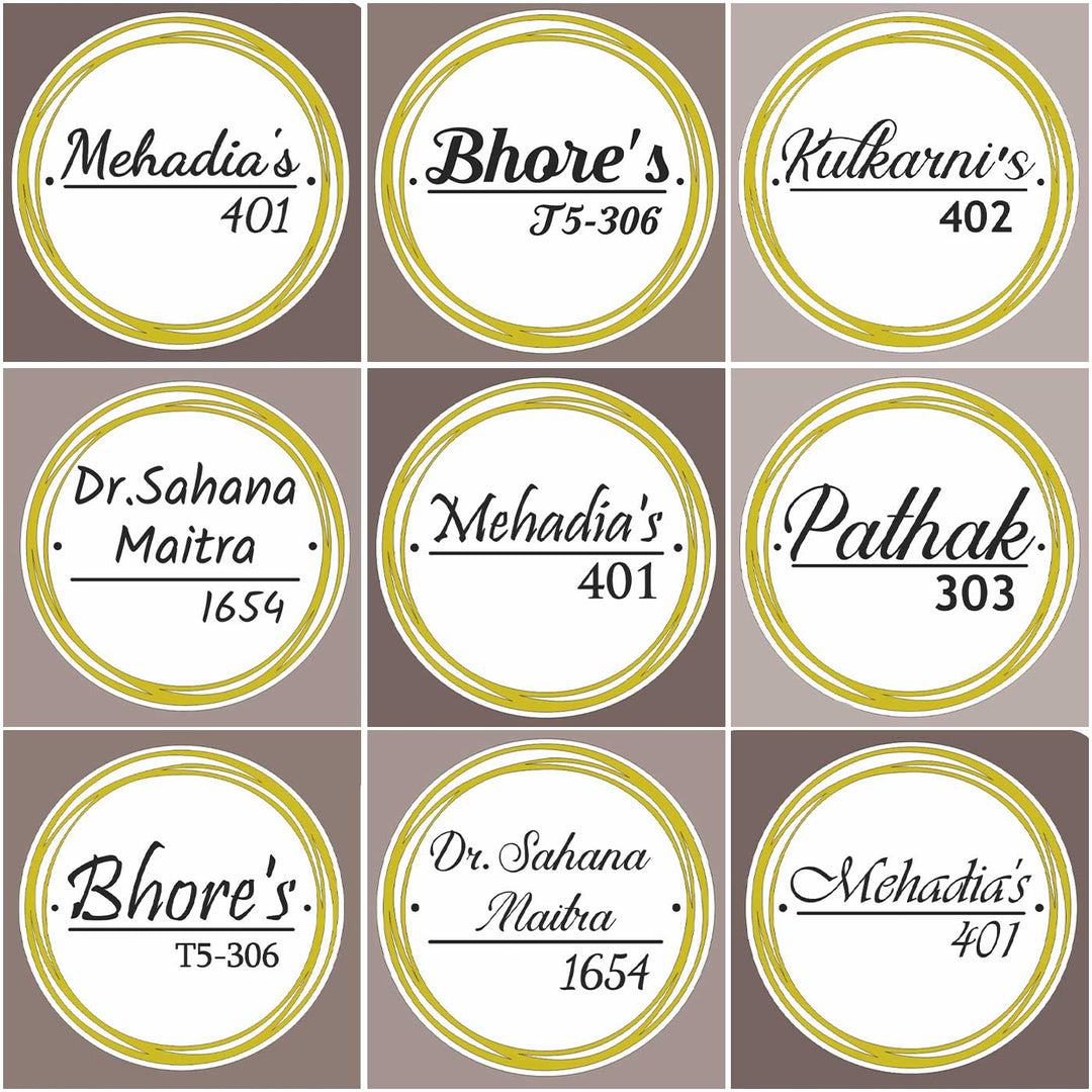 Personalized Round Gold & White Acrylic Name Plate