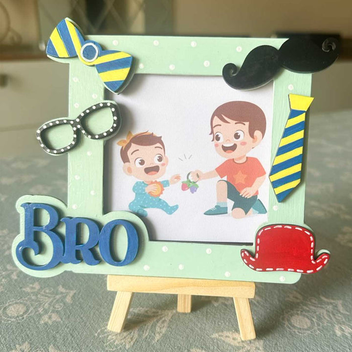 Hand-Painted "Bro" Theme Wooden Photo Frame For Brother