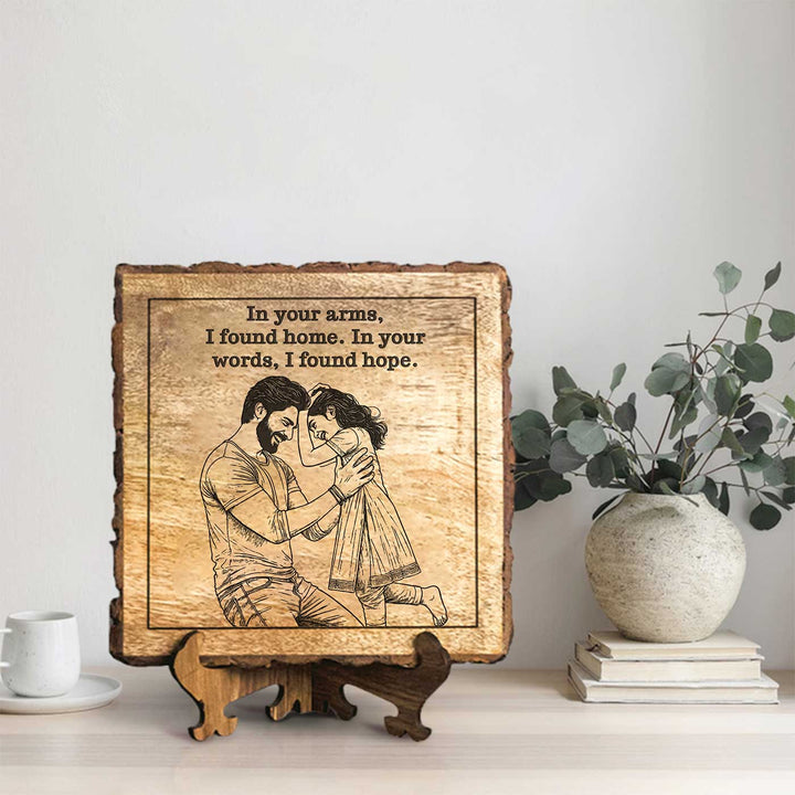 Personalized Hand Carved Engraved Dad And Daughter Theme Wooden Decorative Plaque