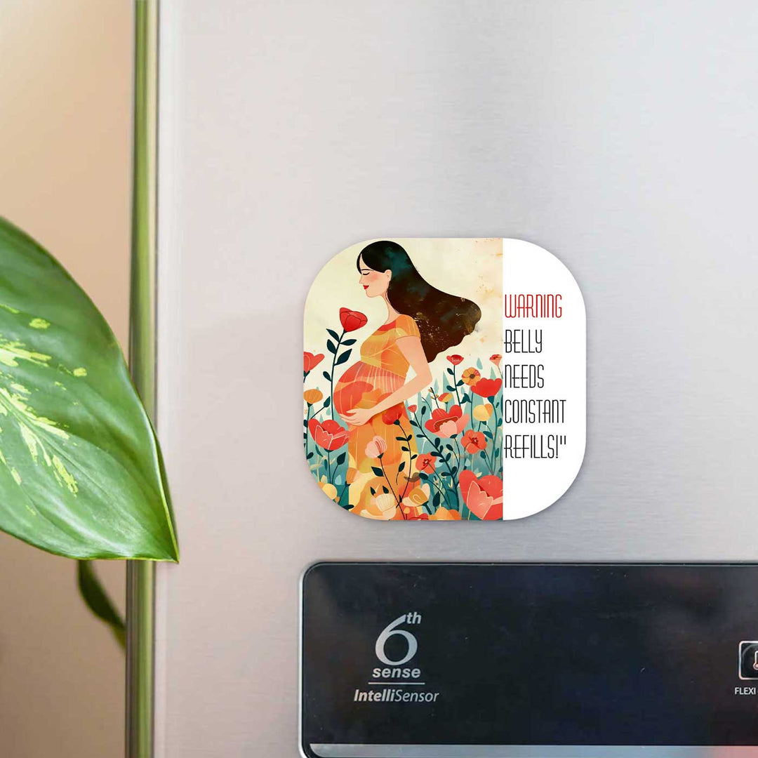 Hand-Painted Food Cravings Theme MDF Wood Fridge Magnet For Mom To Be