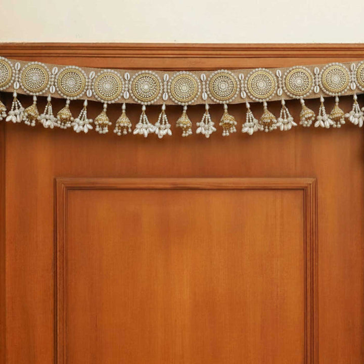 40 In | Handmade Beaded Pearl Design Jute Toran