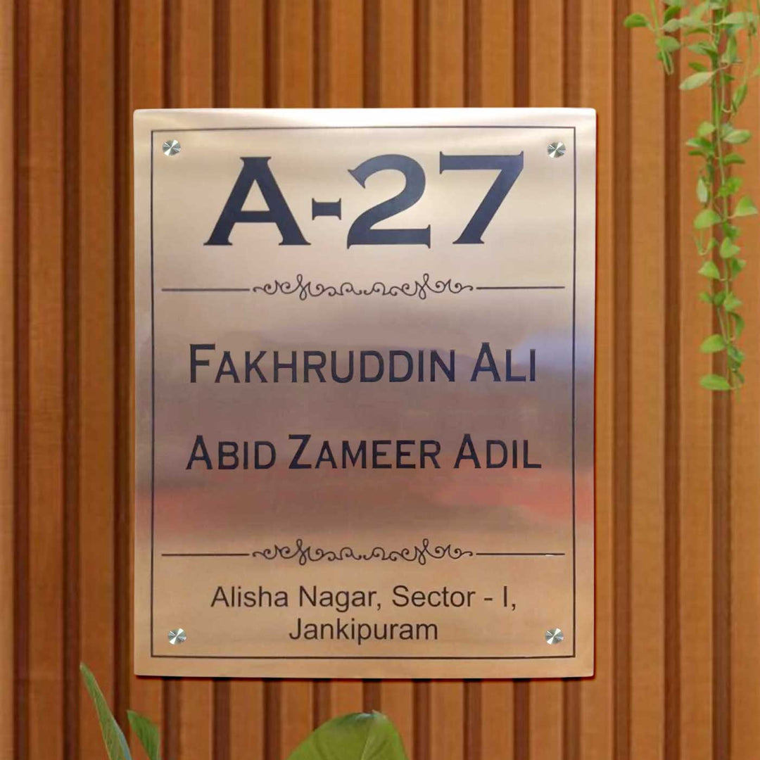 Personalized Engraved Minimalist Copper Stainless Steel Vertical Name Plate