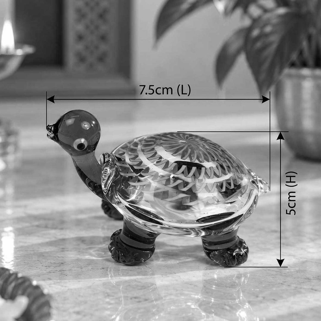 Handmade Blown Glass Green Polka Dot Turtle Miniature Figurine For Decor