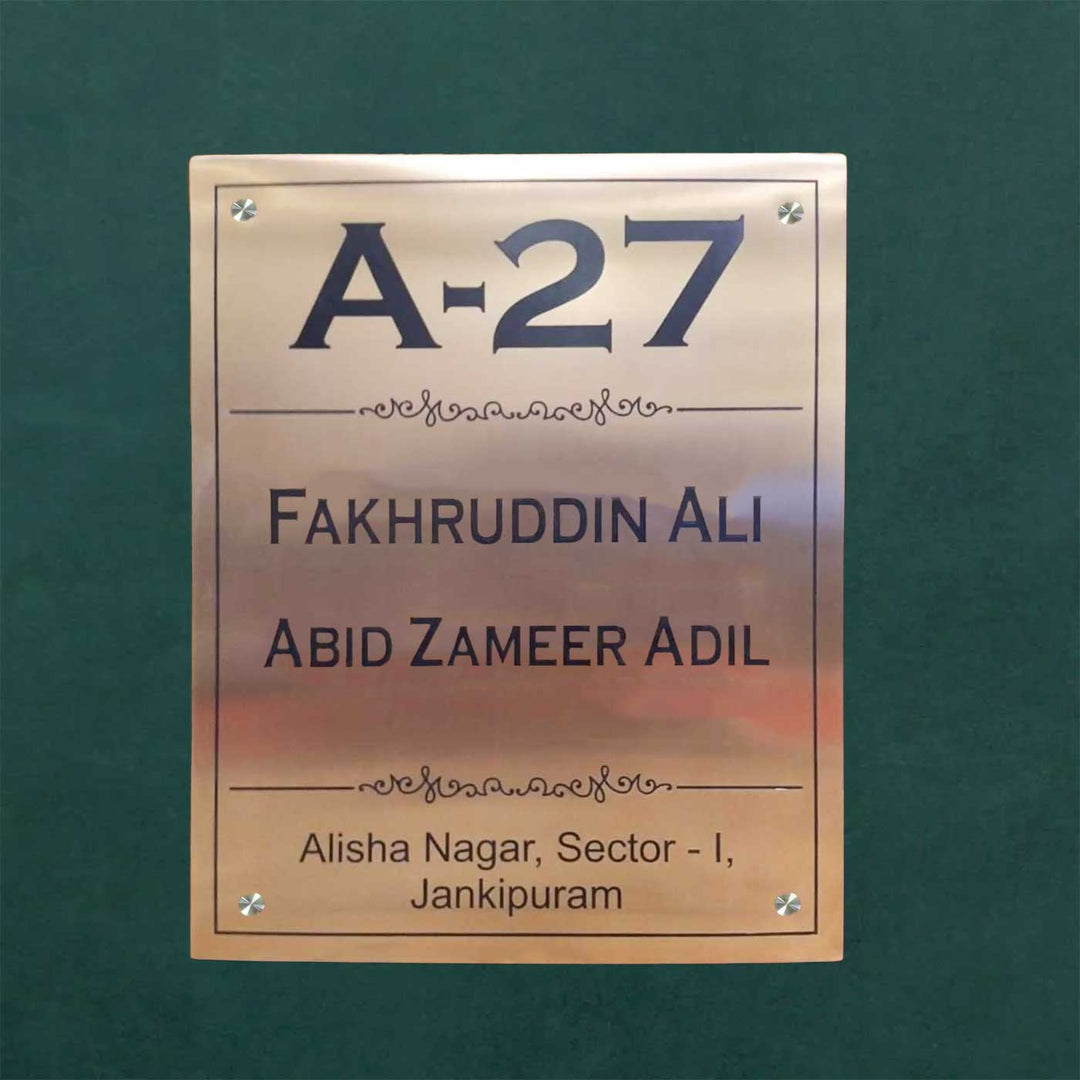Personalized Engraved Minimalist Copper Stainless Steel Vertical Name Plate