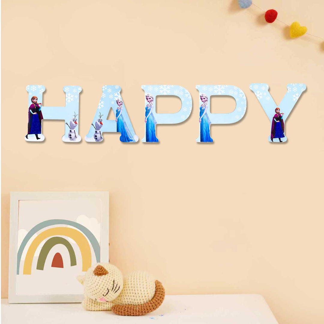 Handmade Blue Princess Theme MDF Wood 3D Wall Letter For Kids - N