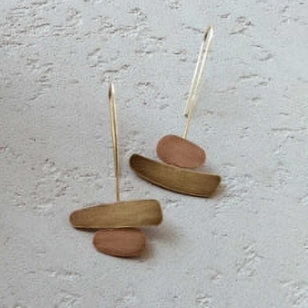 Modern Uneven Mixed Metal Hooks Earrings